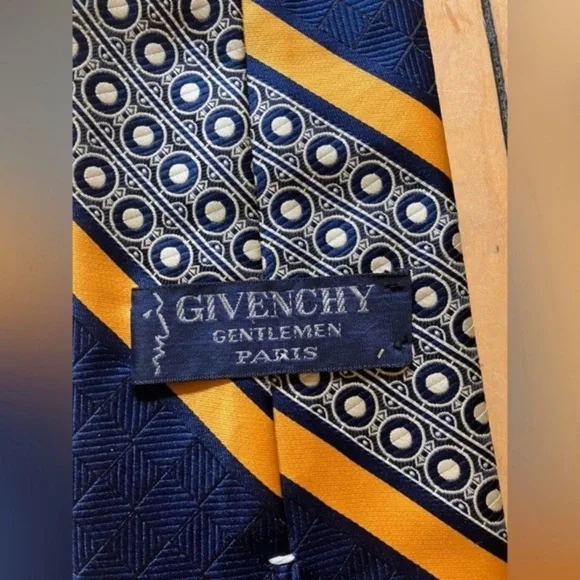 Givenchy Blue and Gold Striped Tie - Picture 2 of 7